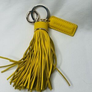 Mark & Graham Yellow Leather Tassel Key Ring with Logo Tag